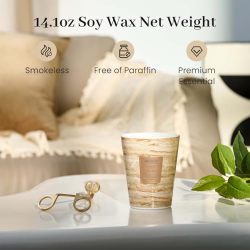 Image of M&SENSE Tobacco Vanilla Scented Soy Candle, 3 Wick Highly Scented 14.1 Oz 75H, Aromatherapy Christmas Gift for Women and Men