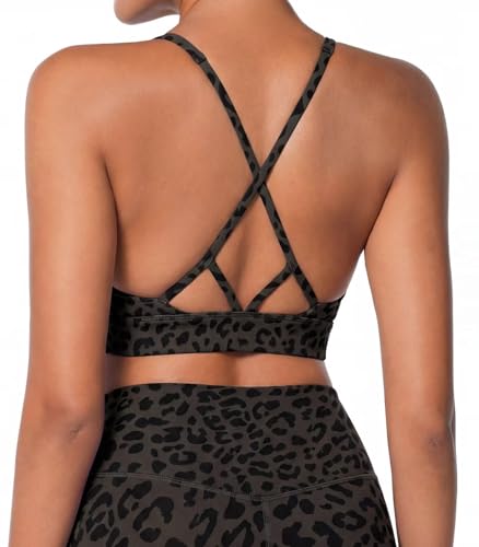 Image of Sunzel Strappy V Neck Criss Cross Back Sports Bra for Women | Removable Pads, Buttery Soft, Four-Way Stretch, Criss Cross Back, V Neck Contour Fit, Medium-Light Support, Yoga Workout Gym