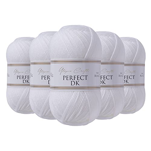 Utopia Crafts DK Double Knitting Yarn 5X 100g (White)