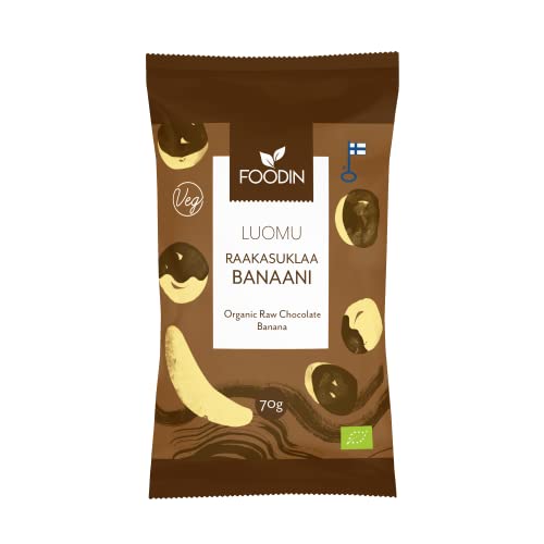 Foodin Organic Raw Chocolate Coated Banana 70g – Vegan, No Added Sugar, Gluten-Free, Naturally Sweet Dried Fruit Snack