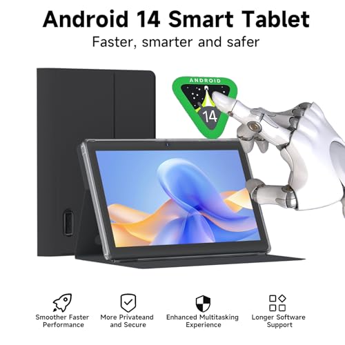 Image of HOTTABLET Tablet 7Inch Android 14.0 with Protective Case, 8GB(3+5GB Expand) RAM+ 32GB ROM, IPS Screen, Dual Camera, Bluetooth 5.0 WiFi Tab (Black)