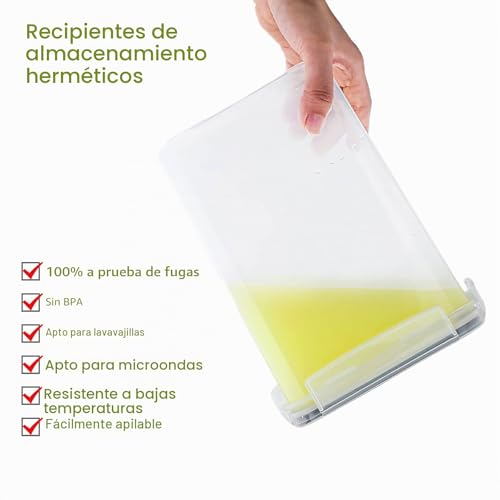 Miniatura 5 de Withosent Botes Cocina Almacenaje 16 Piezas, Recipientes Para Alimentos De Plástico, Hermeticos Contenedores Cocina Para Cereales, Pasta, Granos 2l 1.6l 0.8l