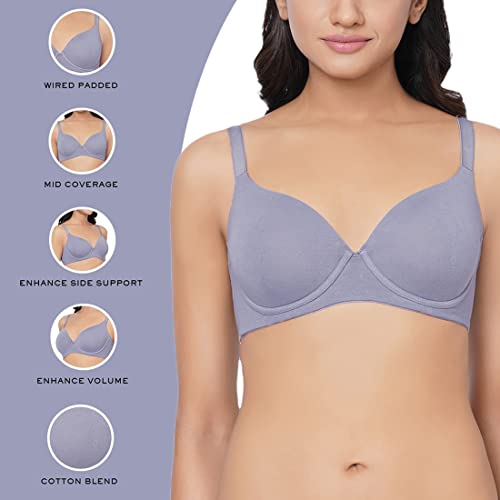 Image of Essentials Padded Wired 3 /4th Cup Everyday Wear Cotton Blend T-Shirt Bra
