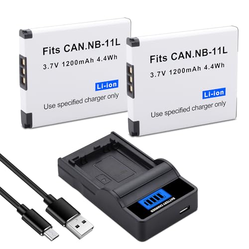 TZRONG 2-Pack NB-11L/NB-11LH Battery and Charger kit Compatible with Canon PowerShot ELPH 190 is, ELPH 180, ELPH 110 HS, SX400 is, SX410 is, SX420 is, A2300 is, A2400 is, A2500, A3400 is Camera