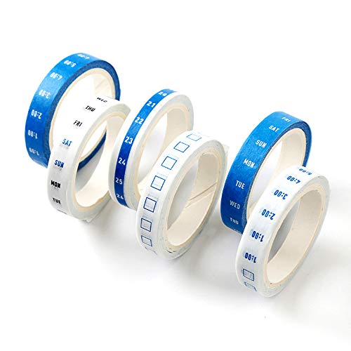 4 rolos/set 8mm * 5 m fitas adesivas data semana tempo grade Washi fitas de papel decorativa papelar