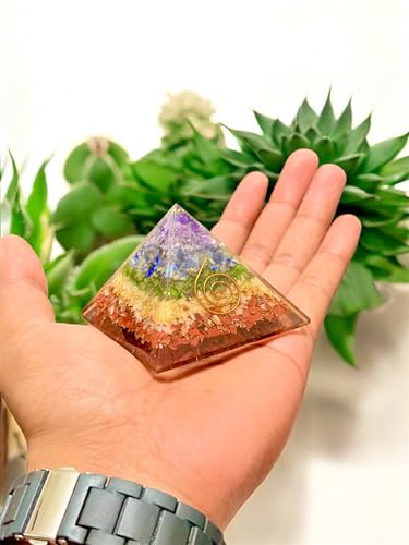 Image of 7 Chakra Orgone Pyramid | 2 Inch | Crystal Healing Energy Generator | Reiki Meditation Pyramid | Vastu & Feng Shui Pyramid | Decorative Home & Office Gift