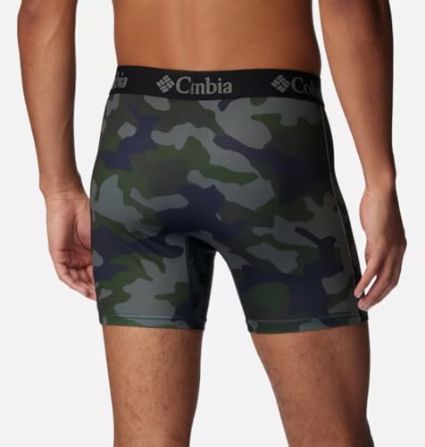 Columbia Men's Printed Polyester Stretch Solid Boxer Brief 3 Pair, Camo/Black/Green, X-Large3
