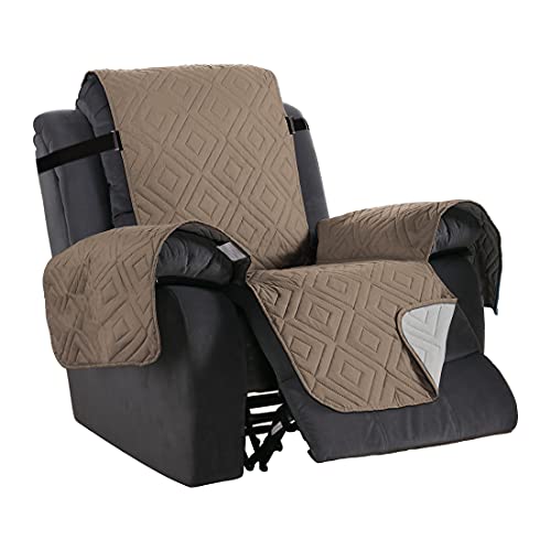 H.VERSAILTEX Reversible Quilted Recliner Covers Water Resistant Furniture Protector for Reclienr Chair with Elastic Straps for Pets Kids Sitting Width Up to 22