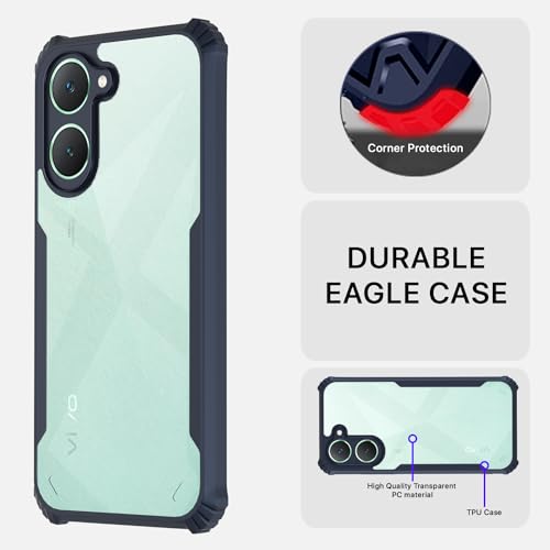 Image of Pikkme Back Cover | Crystal Clear Transparent Back | Ultra Hyrbid | Full Camera Protection | Raised Edge | Bumper Back Case for Vivo Y03 4G (Blue)