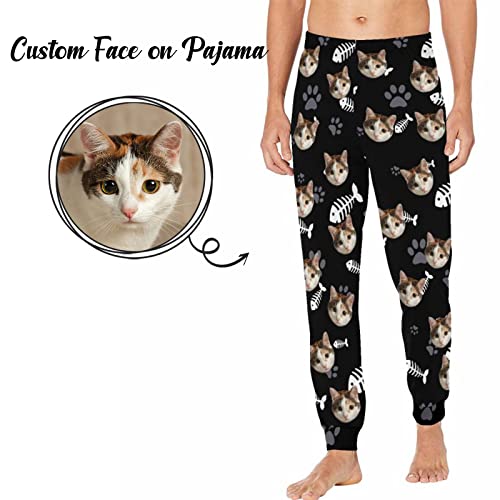 YESCUSTOM Personalized Cat Face Pajama Pants for Men Custom Photo Printed Pajama Bottoms Trousers for Boyfriend Husband2