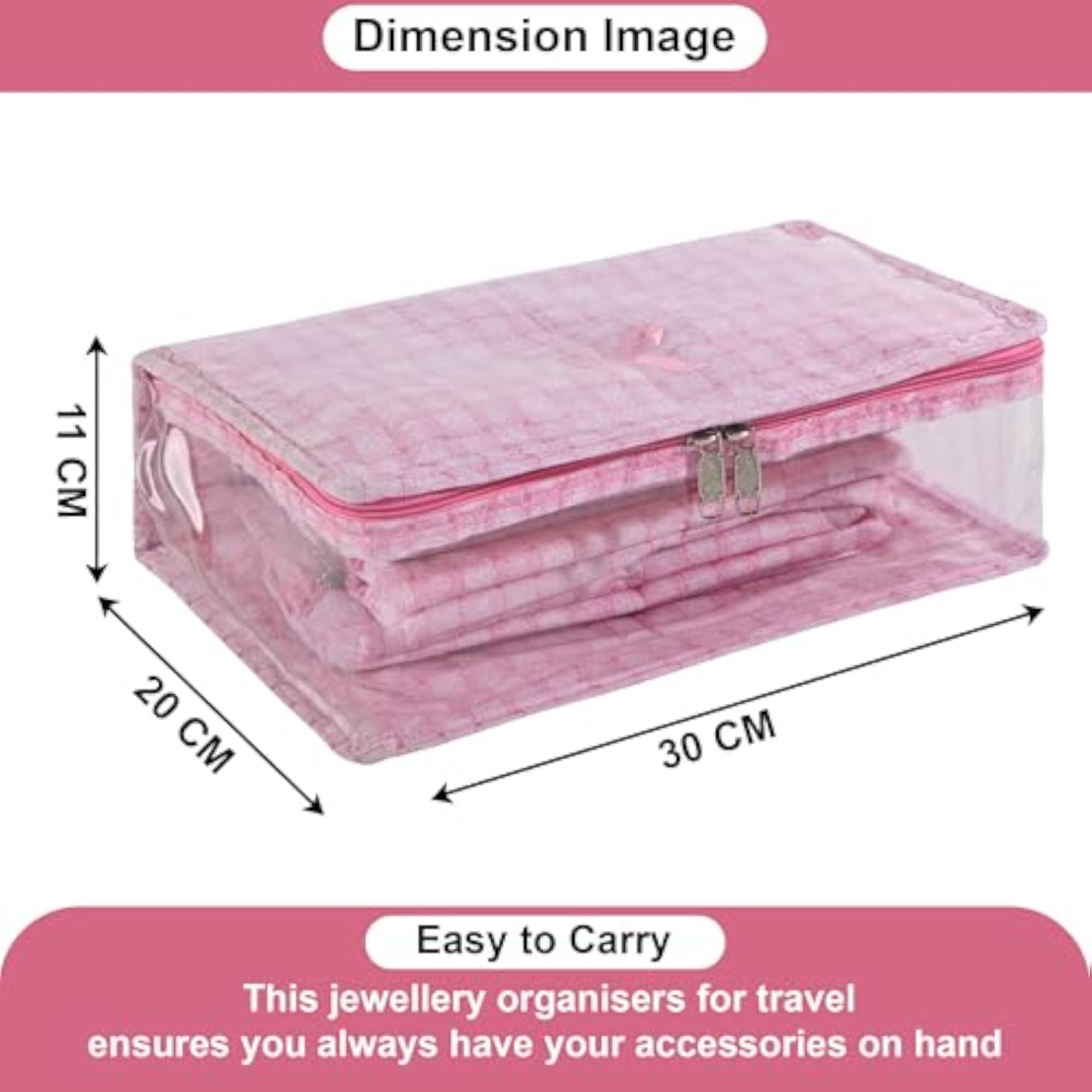 2 Pcs PVC Makeup Pouch Bag with 13 Compartments