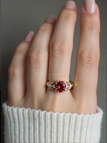 Image of Gemstone Vintage Rings for Women s925 Sterling Silver Round Cut 1.0 Carat Gemstone with Moissanite Promise Engagement Anniversary Ring for Her