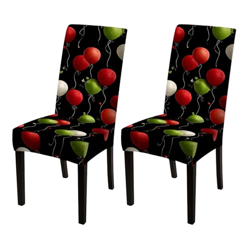 Image of Nuxovilar Red Green White Balloon Stretch 23.6x70in 2PCS Chair Covers