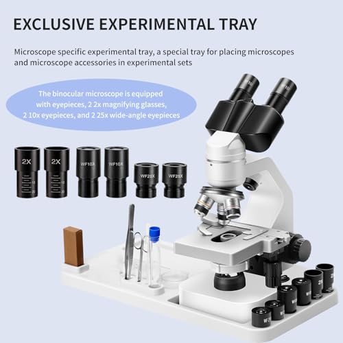 Image of Binocular Microscope Double-Layer Stage 40x-2000x Magnification, Upper and Lower Dual LED Lights, coarse and fine Focusing, Children's Microscope (WiFi Version)