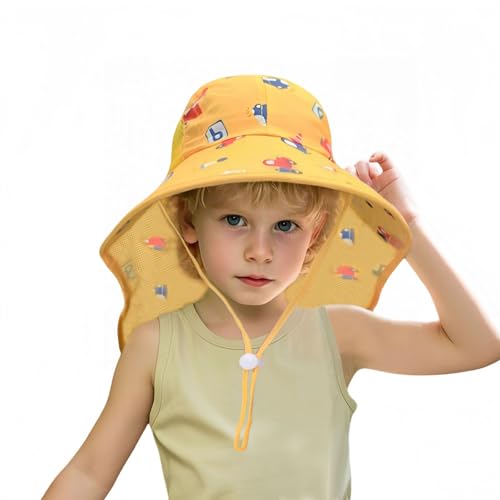 Kids Summer Sun Hat with Neck Flap - Lightweight Beach Hat for Boys & Girls, Beach & Outdoor Play (3-12 Years)