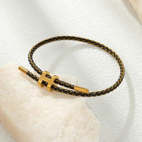 Image of AIMADE Bracelets for Women Adjustable Charm Bracelet, 18k Gold-plated Buckle Design Titanium Steel Wire Rope Women's Gift Jewelry