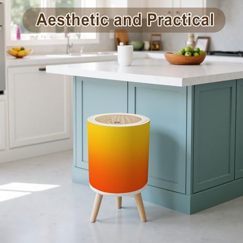 Caneca de basura pequeña con tapa y patas 7L naranja degradado miniatura 3