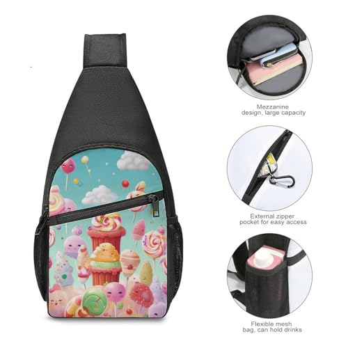 Mochila deportiva tipo sling Candy Happy para senderismo miniatura 5