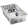Single Grilling Side Burners for Outdoor Grill 15000BTU Natural Gas Side Burner Sturdy 304 Stainless Steel with Liquid Propane Kit Drop in Side Burner for Outdoor Kitchen BBQ Island
