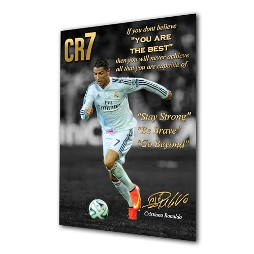 Boblet Posters Póster mediano A4 sin marco Cristiano Ronaldo CR7 dorado motivacional leyenda del fútbol con firma (copia) citas doradas inspiradoras