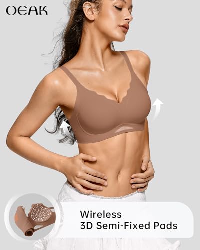Image of OEAK Womens Wireless Jelly Bras Scalloped Push Up No Underwire Bralette Supportive Tshirt Bra Seamless Comfortable Bras
