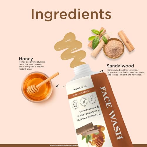 Image of Multani Naturals Sandalwood & Honey Face Wash 100ml (Pack of 2) I Daily Use Face Wash For Skin Brightening | Lasting Hydration, Oil Control & Anti-Acne | SLS & Paraben Free, Dermatologically Tested | For All Skin Type