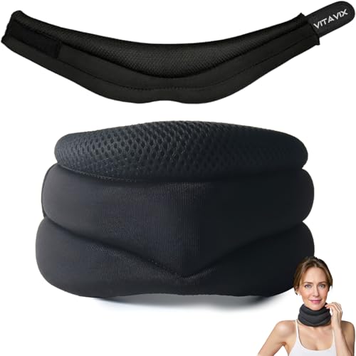 VitaVix Neck Support for Snoring Ergonomic Neck Pain Relief Collar Neck Brace for Restful Sleep Anti-Forward Tilt Neck Traction Device for Neck Adjustable Soft Foam Support (Large)
