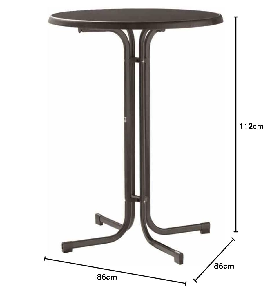 SIEGER Winner 238 / G Tavolo Pieghevole con Doccia Mecalit-per-Piastra Ø 86 cm, Tubo di Acciaio Grigio Ferro, Ardesia Tavolo Arredamento Antracite