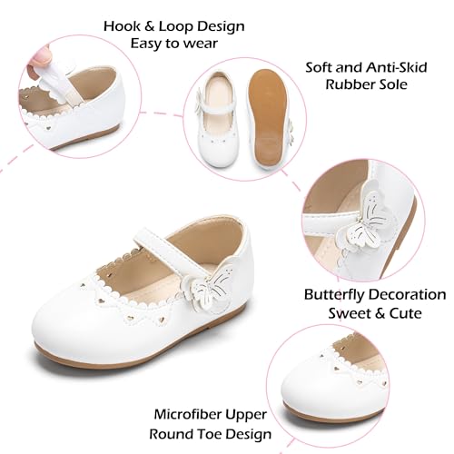 Image of PHIRAMIN Toddler Flower Girl Glitter Dress Shoes Little Girl Ballet Flats Bow Wedding Party