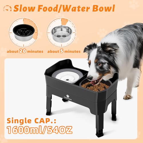 GUUSII HOME Elevated Dog Bowl with Stand Raised Feeding Station for Large Medium Small Sized Dogs Licking Plate Slow Food and Water Dish Set Adjustable Height 43.5 * 26.7 * 16/28.7/32.7/36.7cm 1600ml - Image 6