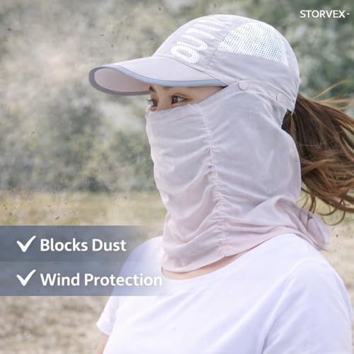 Image of Polyester Sun Protection Scarf Cap with Face Mask & Neck Cover for Men Women Kids, UV UPF Summer Hat, Breathable Balaclava for Cycling Running Beach Outdoor (Multicolour)