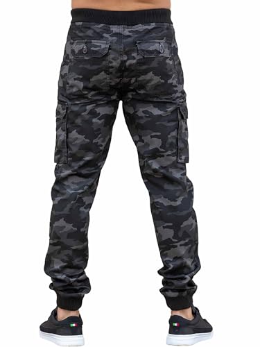 989Zé ENZO Mens Cargo Pants Elasticated Waist Camo Combat Cuffed Military Joggers Trousers4