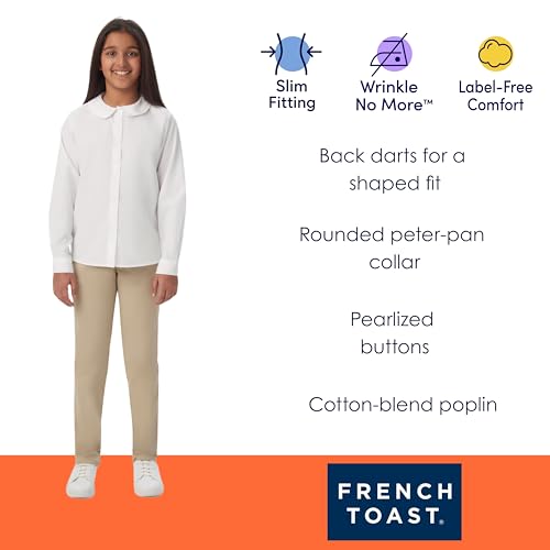 French Toast Girls' Long Sleeve Woven Shirt with Peter Pan Collar (Standard & Plus)3