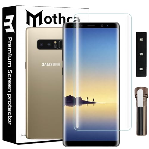 Image of Mothca Curved UV Tempered Glass Screen Protector for Samsung Galaxy Note 8 / Note 9 | Transparent | Pack of 1 | Full Screen Coverage with UV Installation Kit