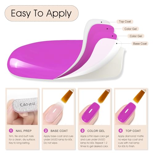 Image of CANNI 9ml Neon Purple Pink Gel Nail Polish, High Gloss UV LED Soak Off Gel