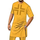 Hip Hop Fashion Men Slim African Style Suit Dashiki Men Outfits 2 Piece Sets Embroidery Shirt and...