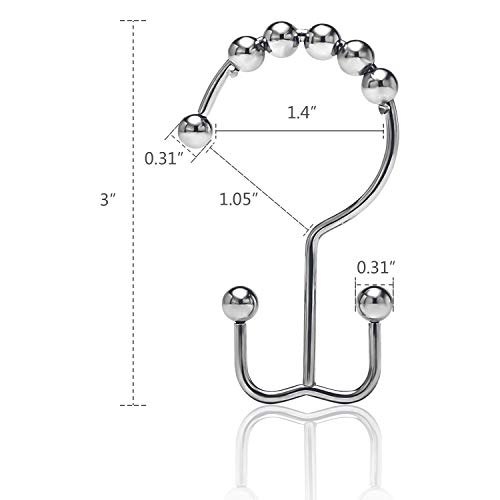 image for CHRYZTAL Stainless Steel Shower Curtain Hooks Rings, Double Glide Show