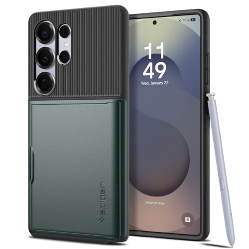 Spigen Slim Armor CS Designed for Galaxy S25 Ultra Case (2025) [No Magnet Ring], [Military-Grade Protection] - Abyss Green