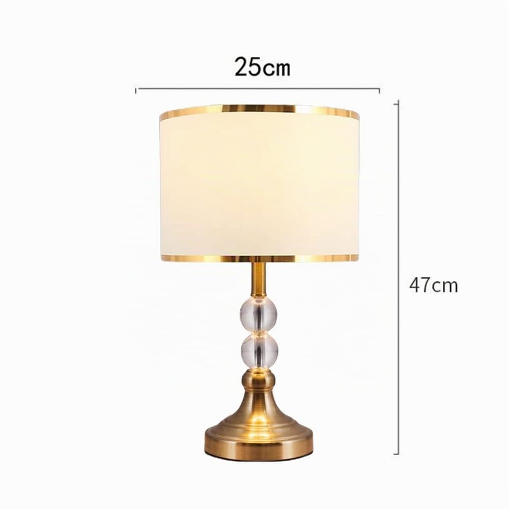 Mengjay Kristall Tischlampe Lampenfuß Lampenschirm Nachttischlampe Tischleuchte,E27 Wohnzimmerlampe Stoffschirm Schreibtischlampe,Nachttisch Lichtdekoration Schreibtischleuchten (Weiß)
