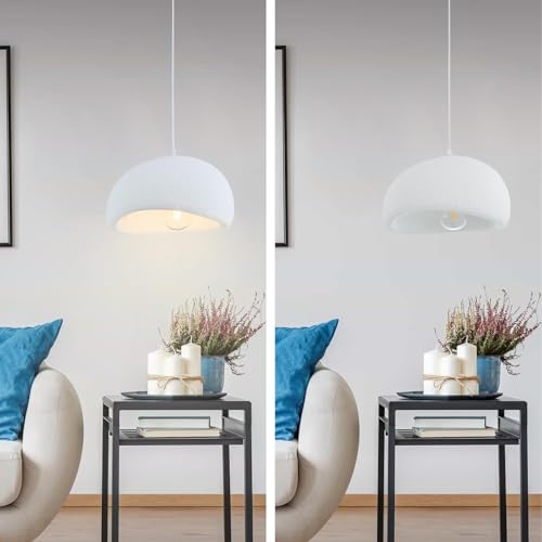 Image of Modern Dome Pendant Light, White Semi-Sphere White Resin Hanging Lamp, Home Deco Living Room Ceiling Light Fixture, 30cm (Mini-Dome)