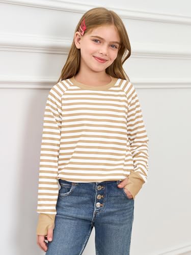 Image of Haloumoning Girls Striped Long Sleeve Shirts 5-14 Years