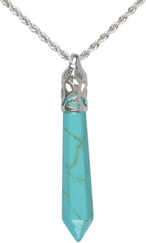 Hexagonal Pointed Reiki Chakra Pendant Stainless Steel Chain Necklace 20 Inch Iron Gift Box