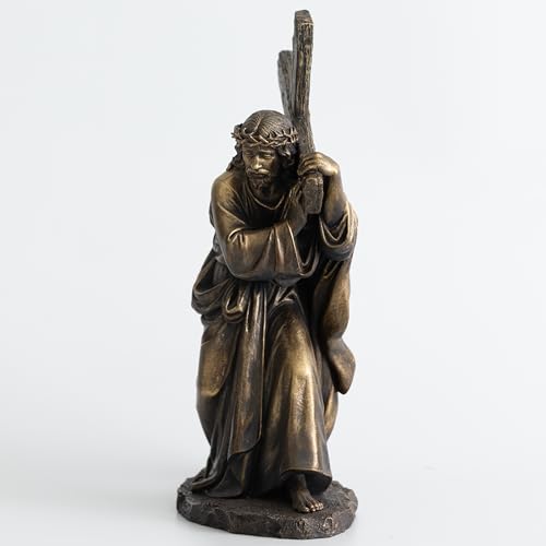 Estatua Católica de Jesús con Cruz de 12.5 pulgadas miniatura 6