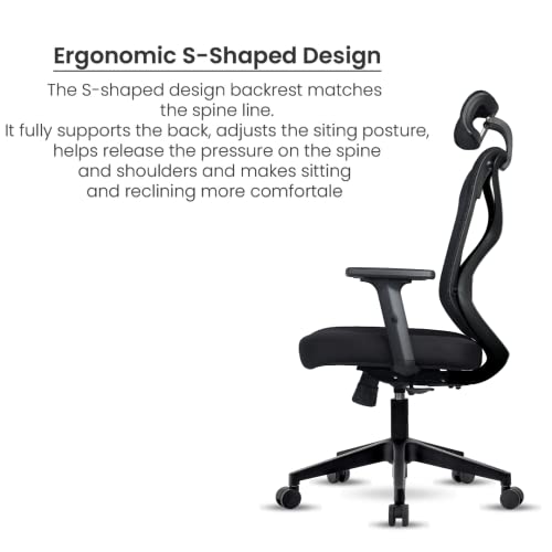 Image of ErgoLab Glider Office Chair High Back Mesh Ergonomic Chair for Office Work at Home, Revolving Computer Chair Cushion Seat and Adjustable Height and 1D Armrests with 3 Year Warranty -Black