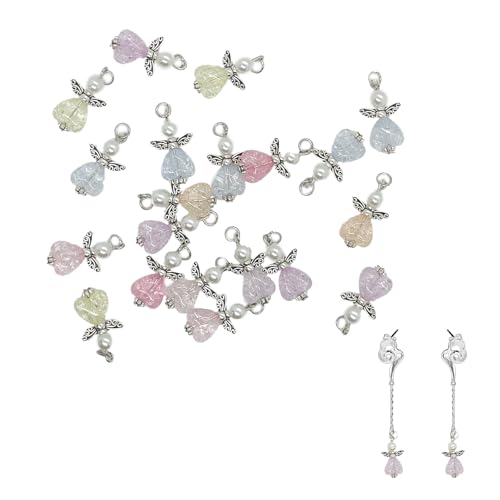 ZGGAZCA 20Pcs Angel Charms Beads Mixed Guardian Wing Pendants and