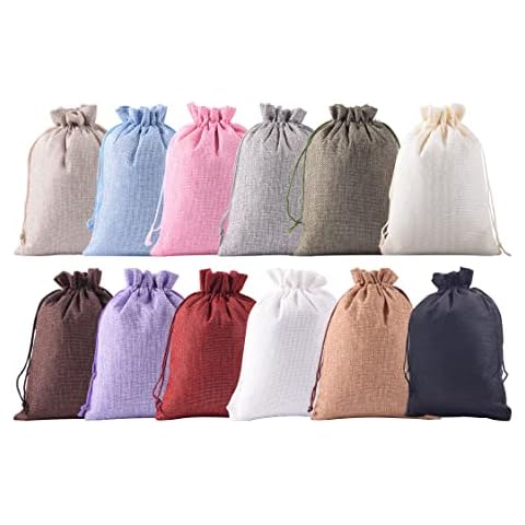 KONMAY Big Size Drawstring Jute Gift Bags, 10pcs Mixed 20x30cm Drawstring Burlap Bags, Jewelry Pouches, Party Bags, Favor Bags Cover