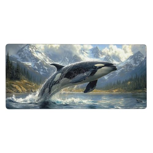 Alfombrilla De Ratón （1200 x 400 x 3 mm） Delfín Alfombrilla De Ratón Extendida De Gran con Base De Goma Antideslizante, Mejora La Precisión Y La Velocidad, Lavable, para Gamers, Pc Y Portátil N3254