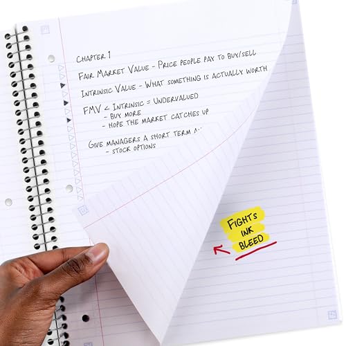 Image of Five Star Spiral Notebook + Study App, 1 Subject, College Ruled, 8-1 /2 inch x 11 inch, 80 Sheets, Fights Ink Bleed, Water Resistant Covers, Organic Lines (820233F)