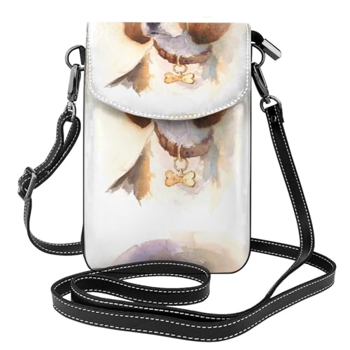 Porte-téléphone beagle aquarelle, le cadeau original en cuir PU pour femme passionnée