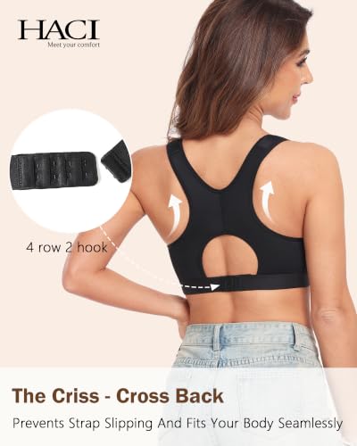 Image of HACI Post Surgical Bra Front Closure Non Padded Racerback Mastectomy